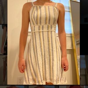 Blue, yellow, white mini dress